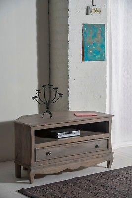 Bourdeilles Corner Tv Cabinet Stand Unit Solid Shabby Chic In