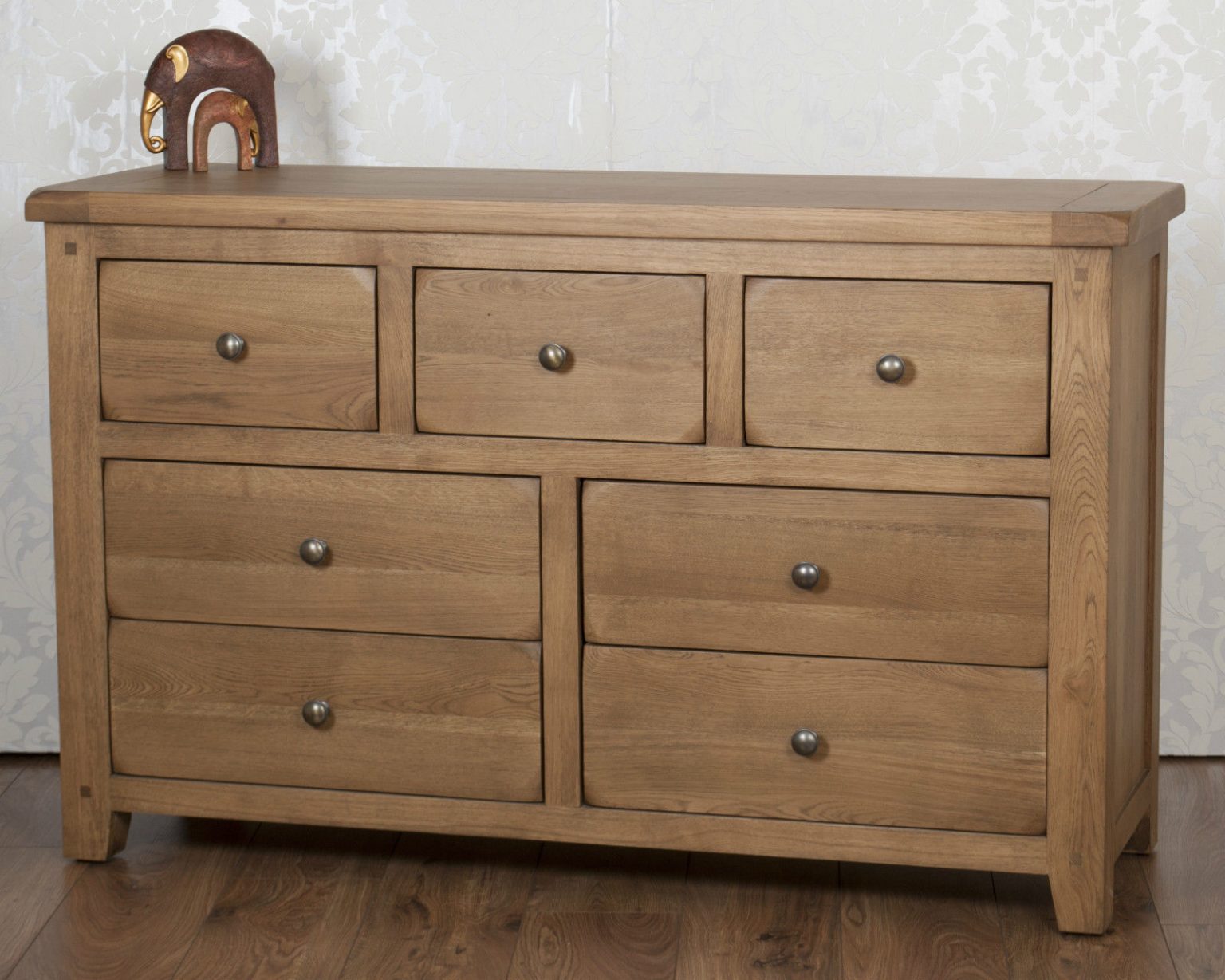 Solid Oak 3+4 (7) Drawer Bedroom Chest of Drawers in Chunky Dorset Country