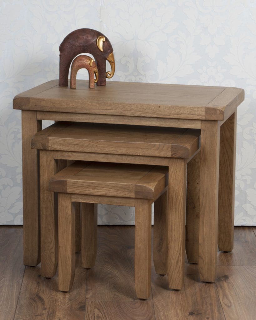 Solid Oak Nest of Tables in Chunky Dorset Country