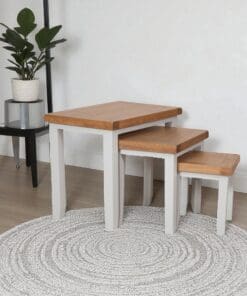 Dorset Nest of 3 Tables Solid Oak Pine in Painted French Grey