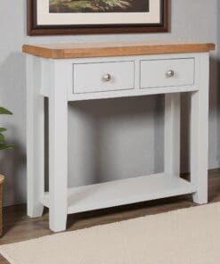 Dorset Oak Console Table Solid 2 Drawer Pine in Painted French Grey