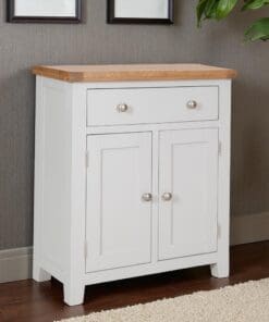 Dorset Oak Sideboard Cabinet Solid Slim 2 Door Cupboard Pine Painted French Grey