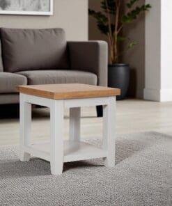 Dorset Lamp End Table Solid Oak Pine in Painted French Grey