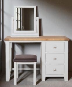 Dorset Oak Dressing Table Solid Stool Mirror Pine in Painted French Grey