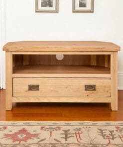 Solid Oak TV Cabinet Corner / Stand / Unit in Chunky Harrogate Natural