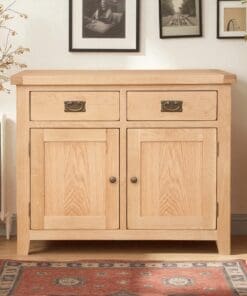 Solid Oak 2 Door 2 Drawer Sideboard Cabinet Cupboard in Chunky Harrogate Natural