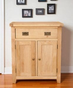 Solid Oak Slim 2 Door Drawer Sideboard Cabinet Cupboard in Harrogate Natural