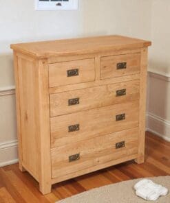 Solid Oak 5 Drawer Chest of Drawers (2 + 3) in Chunky Harrogate Natural