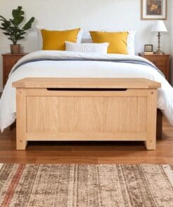 Solid Oak Storage Ottoman Blanket Box in Chunky Harrogate Natural, Free Del!