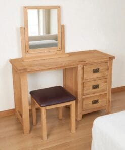 Solid Oak Dressing Table Stool & Mirror in Chunky Harrogate Natural