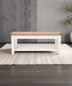 Harrogate White Coffee Table Solid Oak and Pine with Shelf