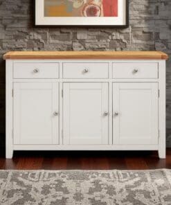Harrogate White Sideboard Solid Oak and Pine 3 Doors 3 Drawers