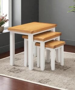 Harrogate White Nest 3 Tables Solid Oak and Pine