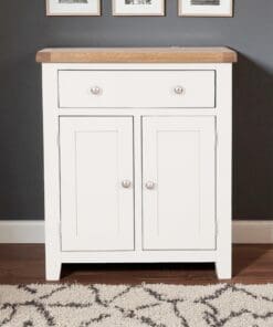 Harrogate White Slim Sideboard Solid Oak and Pine 2 Doors 2 Drawers