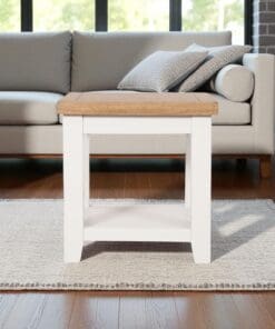 Harrogate White Lamp Side Table Solid Oak and Pine