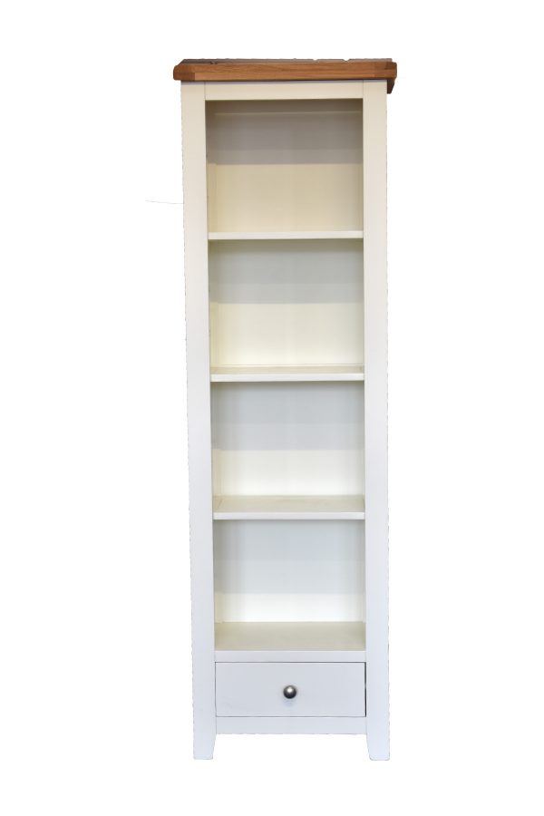 Harrogate White Slim Bookcase Display Unit Solid Oak and Pine with 3 ...