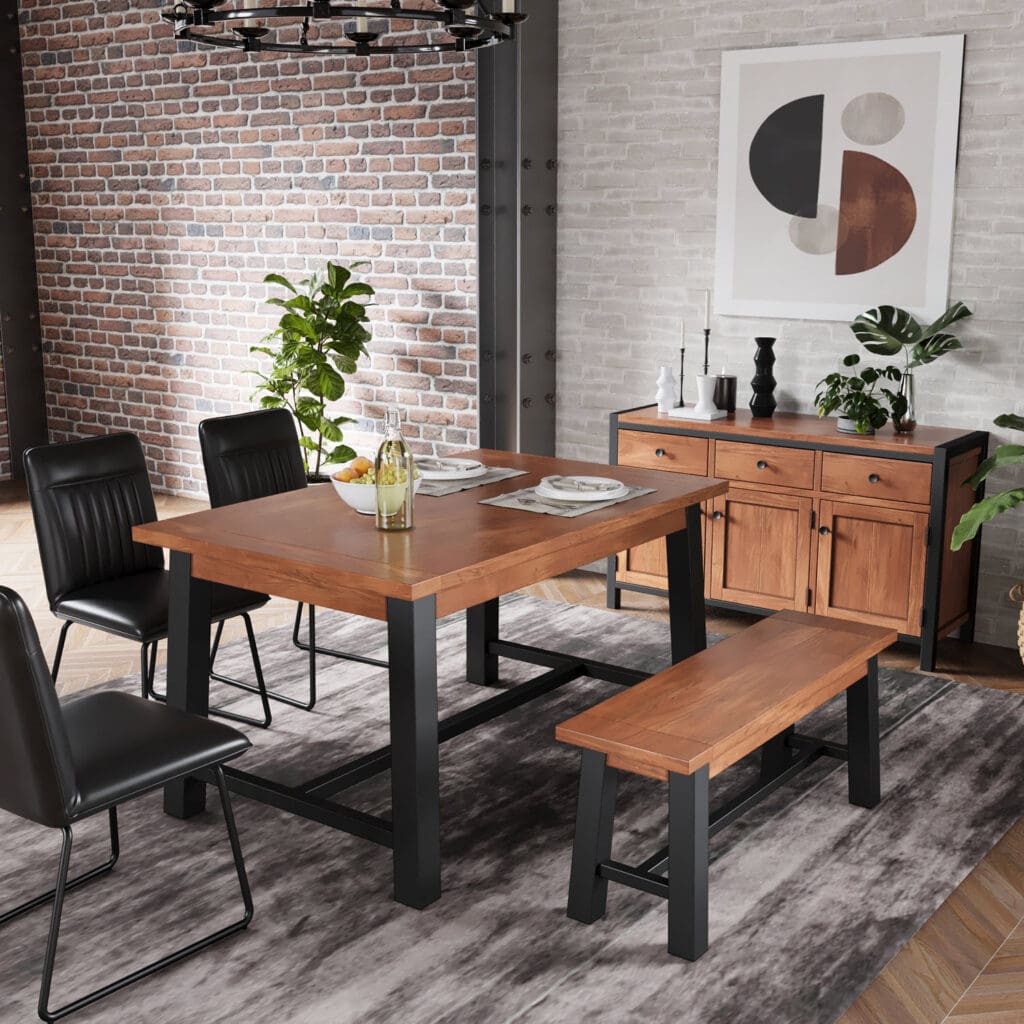 Brooklyn Industrial Dining Table Oak and Pine Online