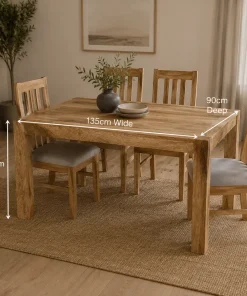 Cube Solid Mango Wood 1.35M Dining Table