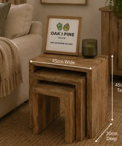 Cube Solid Mango Wood Nest of 3 Tables