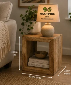 Cube Solid Mango Wood 1 Hole Display Unit