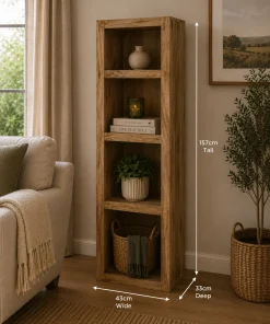 Cube Solid Mango Wood 4Hole Display Unit