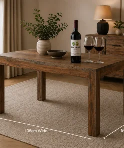 Goa Solid Sheesham Dark Stain 1.35M Rectangular Dining Table