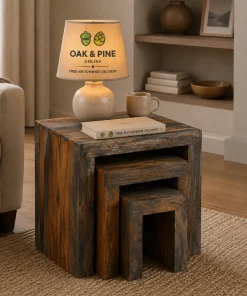 Goa Solid Sheesham Wood Dark Stain Nest of Tables
