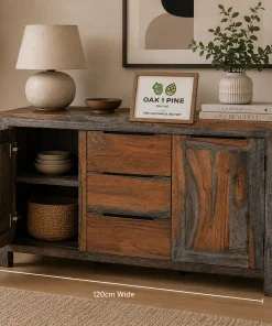 Goa Solid Sheesham Wood Dark Stain Sideboard