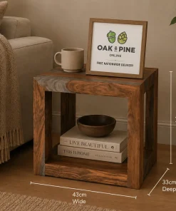 Goa Solid Sheesham Wood Dark Stain 1 Hole Display Shelving Unit