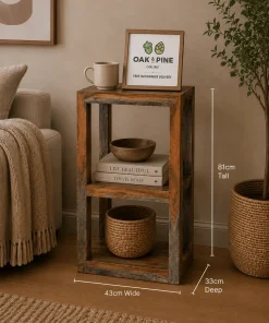Goa Solid Sheesham Wood Dark Stain 2 Hole Display Shelving Unit