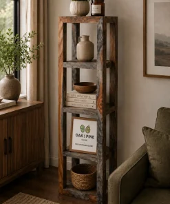 Goa Solid Sheesham Wood Dark Stain 4 Hole Display Shelving Unit