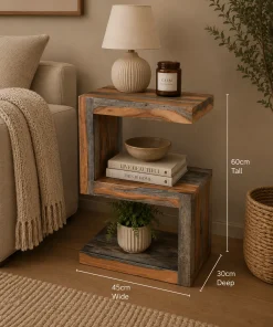 Goa Solid Sheesham Wood Dark Stain S Side Table