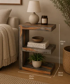 Goa Solid Sheesham Wood Dark Stain E Side Table