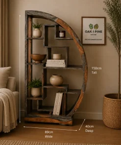 Goa Solid Sheesham Wood Dark Stain Half Round Display Unit