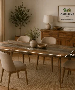 Goa Solid Sheesham Wood Dark Stain 1.75M Dining Table