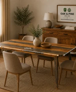 Goa Solid Sheesham Wood Dark Stain 1.35M Dining Table