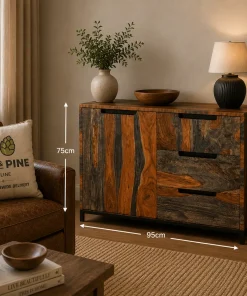 Goa Solid Sheesham Wood Dark Stain Standard Sideboard