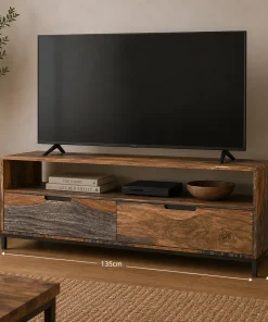 Goa Solid Sheesham Wood Dark Stain Plasma TV Unit