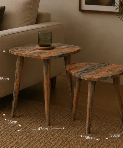 Goa Solid Sheesham Wood Dark Stain Nest of 2 Tables