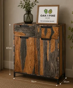 Goa Solid Sheesham Wood Dark Stain Slim Hall Cabinet