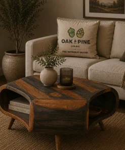 Goa Solid Sheesham Wood Dark Stain Large Tri Coffee Table