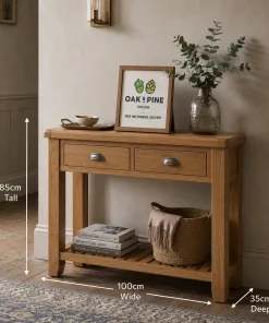 Hopwood Oak & Pine 2 Drawer Console Table