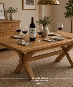 Hopwood Oak & Pine Cross Leg  Extending 1.5M - 2.0M Dining Table