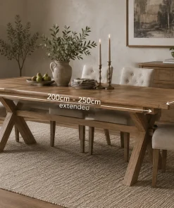 Hopwood Oak & Pine Cross Leg  Extending 2.0M - 2.5M Dining Table