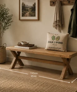 Hopwood Oak & Pine Trestle Dining Bench 150cm
