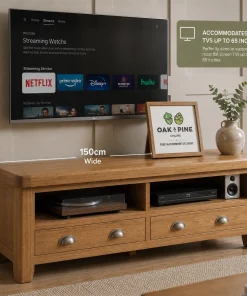 Hopwood Oak & Pine Low Bench TV Stand Unit