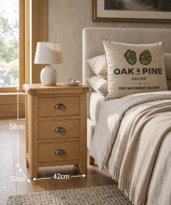 Hopwood Oak & Pine 3 Drawer Bedside Table