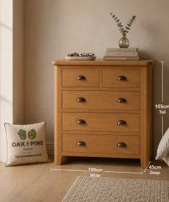 Hopwood Oak & Pine 2 Over 3 Chest of Drawers