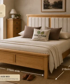 Hopwood Oak & Pine 5'0 Kingsize Slatted Bed  (Heaboard - Fabric)