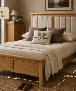 Hopwood Oak & Pine 4'6 Double Slatted Bed  (Heaboard - Fabric)